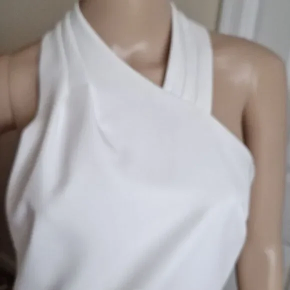 Milly White Italian Cady Asymmetric Halter Mini Dress - Size 2 - Picture 3 of 7